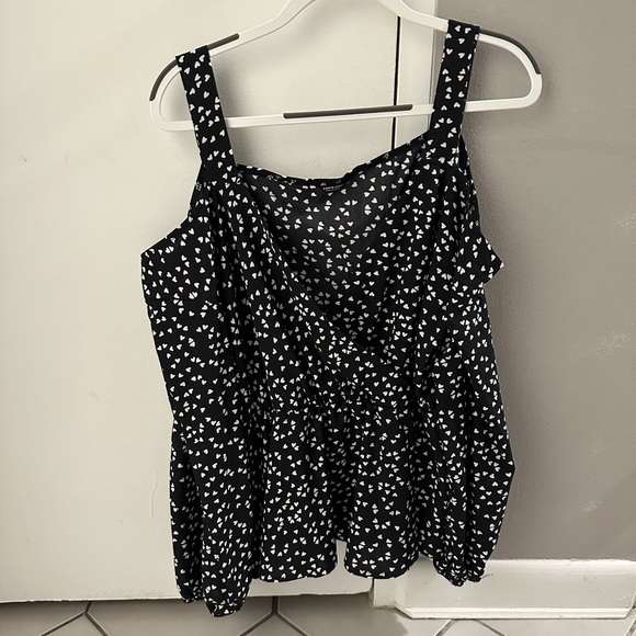 Tops - Black blouse with white hearts (shein size) - has bare shoulders and long sleeve